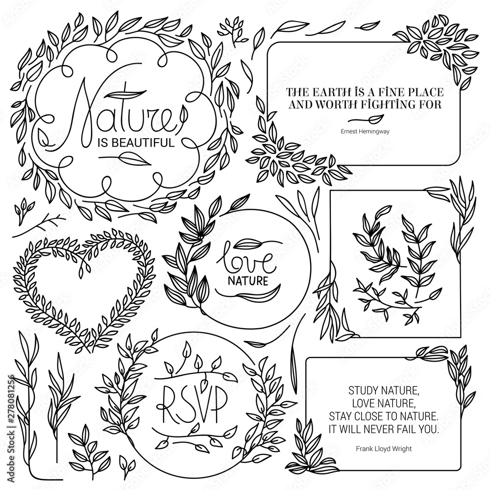 Hand Drawn vintage floral elements. Set of flowers, icons Stock Vector ...