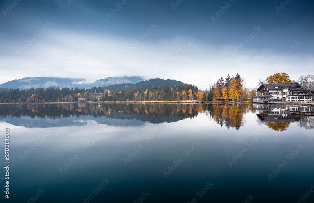 Lake in autumn Schwarzsee Kitzbühel Tyrol Austria