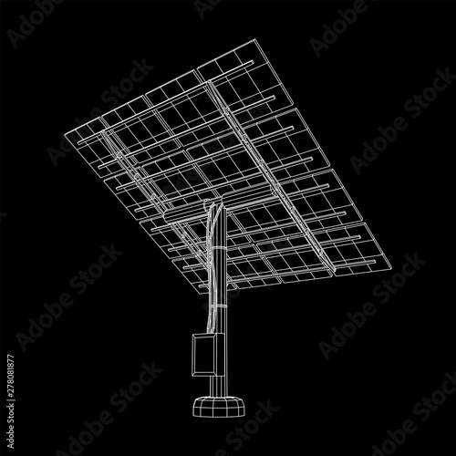 Solar energy panel. Wireframe low poly mesh vector illustration