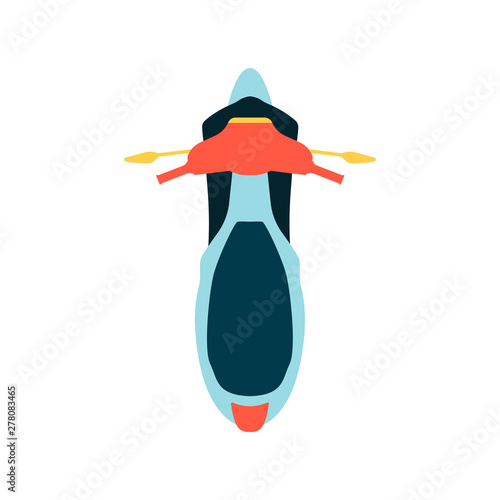 Motorcycle with a windshield and top viewn flat vector illustration isolated.