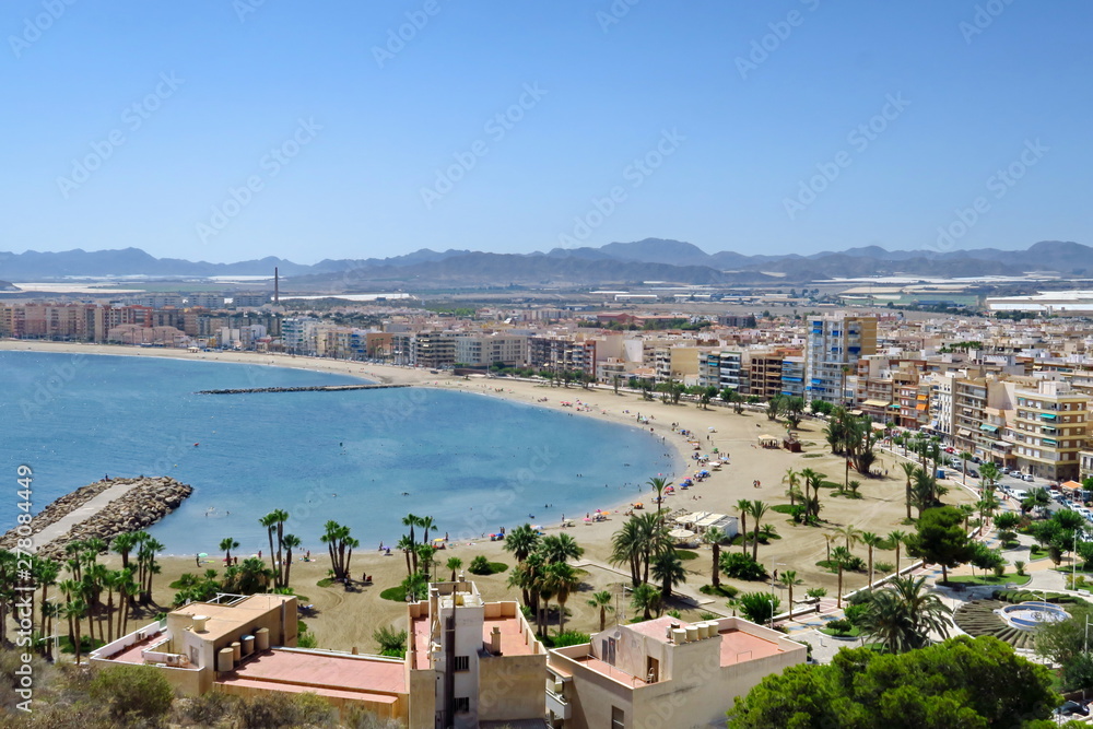 Aguilas. Espagne; vue aérienne de la plage.