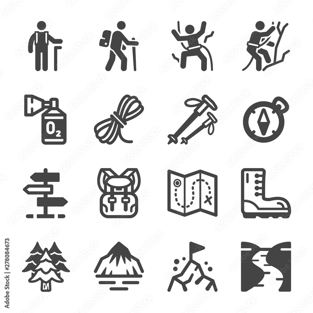 hike and trekking icon set,vector and illustration hike and trekking icon set,vector and illustration