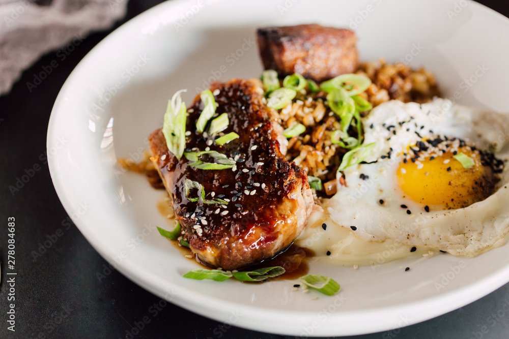 Pork Shoulder and Roasted Pork Belly with Fried Egg Pork Shoulder and Roasted Pork Belly with Fried Egg