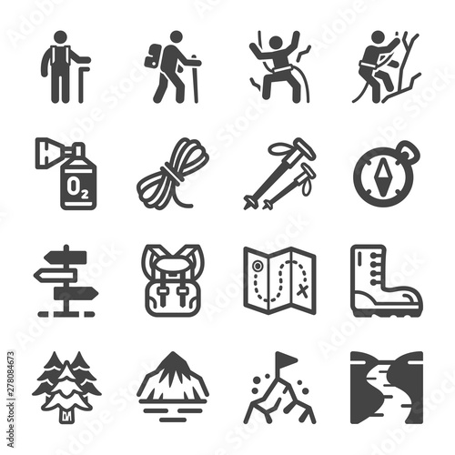 hike and trekking icon set,vector and illustration