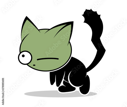 Illustrations of zombie cat action on white background, Animals action vector.