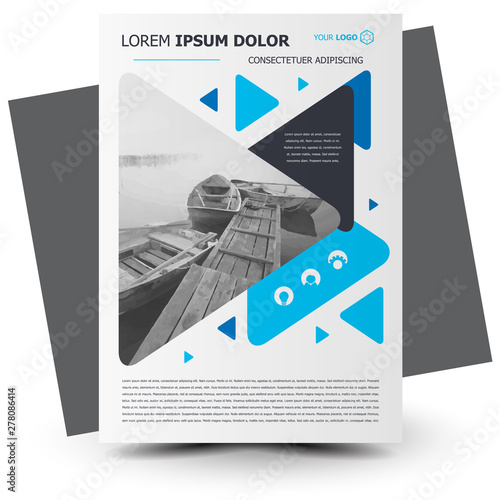 Flyer brochure design, business flyer size A4 template, creative leaflet, trend cover blue color