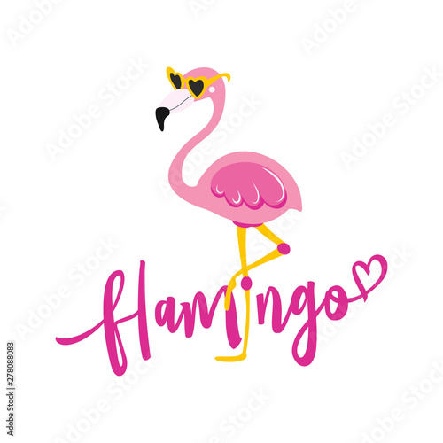 Fototapeta Naklejka Na Ścianę i Meble -  flamingo - Motivational quotes. Hand painted brush lettering with flamingo. Good for t-shirt, posters, textiles, gifts, travel sets.