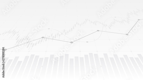abstract financial chart with uptrend line graph and candlestick on black and white color background