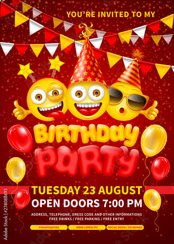 Happy Birthday Party invitation template