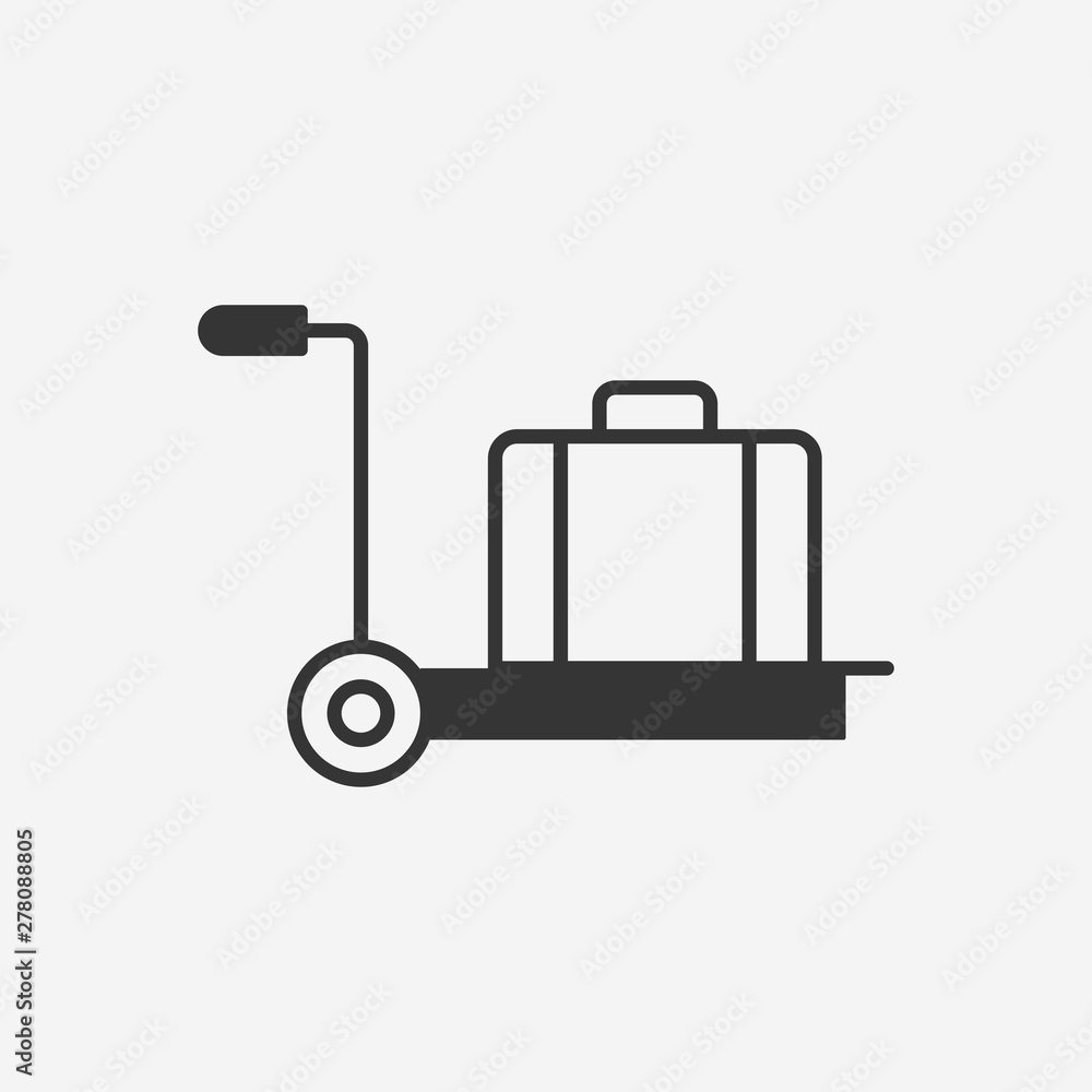 Luggage trolley icon. New trendy luggage trolley vector symbol Luggage trolley icon. New trendy luggage trolley vector symbol