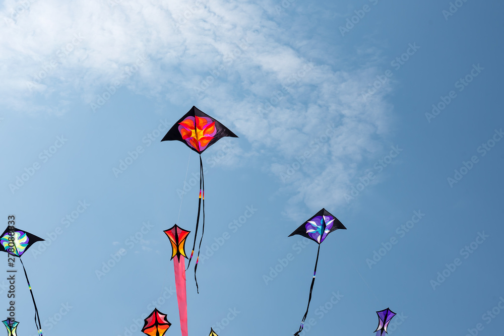 Kites with blue sky and white clouds