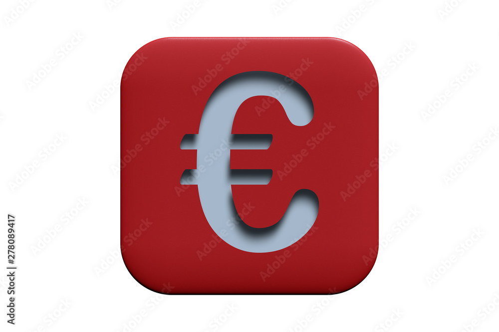 Red textured icon with euro sign isolated on white, 3d illustration Red textured icon with euro sign isolated on white, 3d illustration