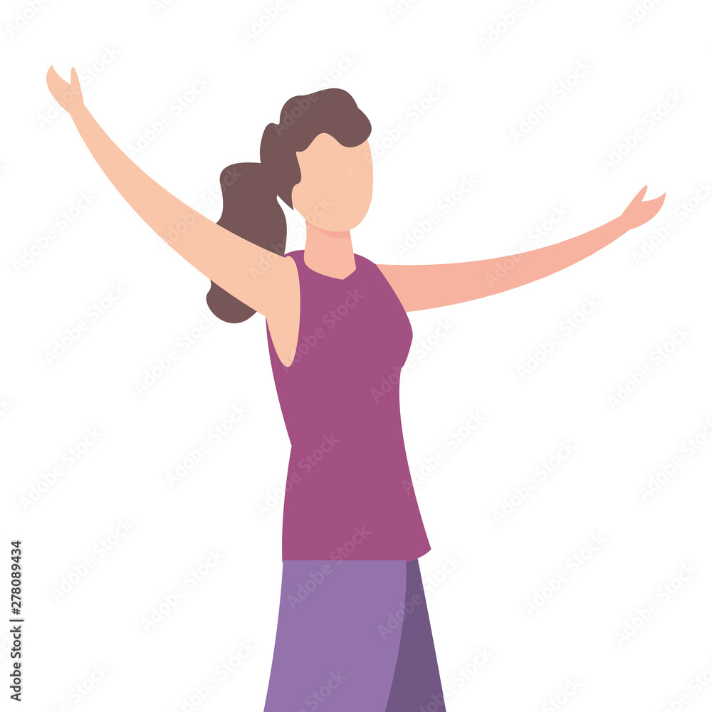 woman happy young character on white background woman happy young character on white background