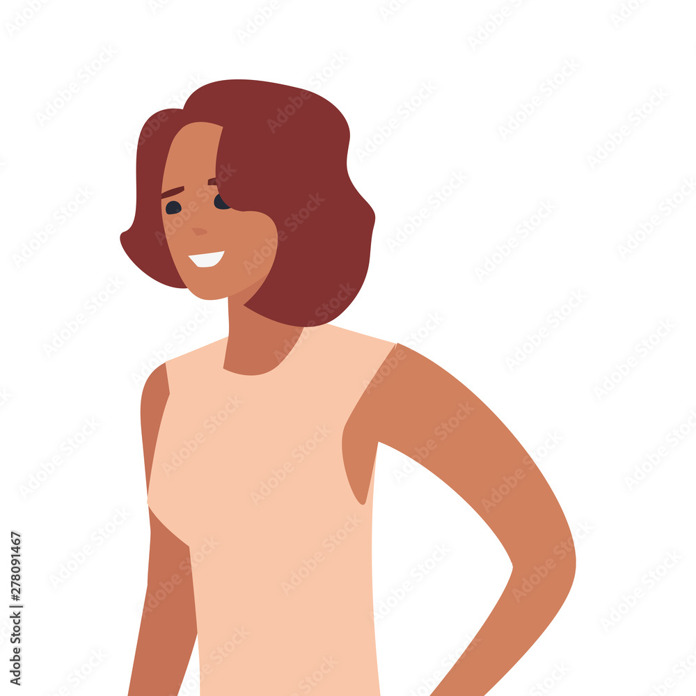 woman happy young character on white background woman happy young character on white background