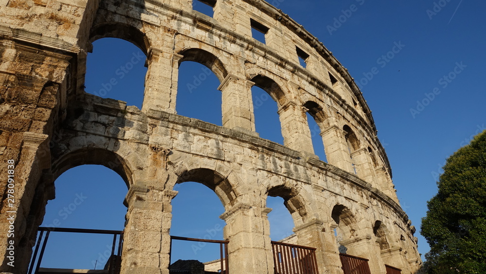 Pula's Roman Amphitheater in Pula, Croatia.