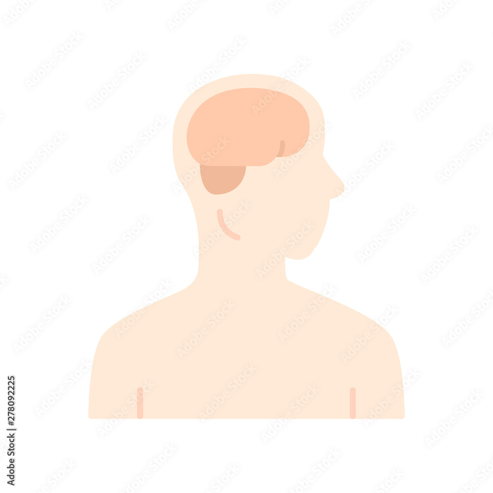 Healthy brain flat design long shadow color icon. Human organ in good health. Functioning nervous system. Internal body part in good shape. Wholesome mental health. Vector silhouette illustration Healthy brain flat design long shadow color icon. Human organ in good health. Functioning nervous system. Internal body part in good shape. Wholesome mental health. Vector silhouette illustration