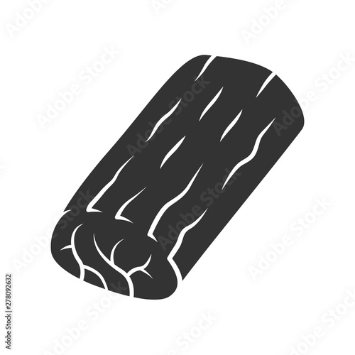 Roast glyph icon. Butchers meat. Ingredient for lunch. Meat production and sale. Protein source. Butchery business. Silhouette symbol. Negative space. Vector isolated illustration