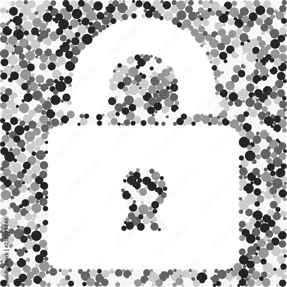 Closed Lock sign color distributed circles dots illustration Closed Lock sign color distributed circles dots illustration