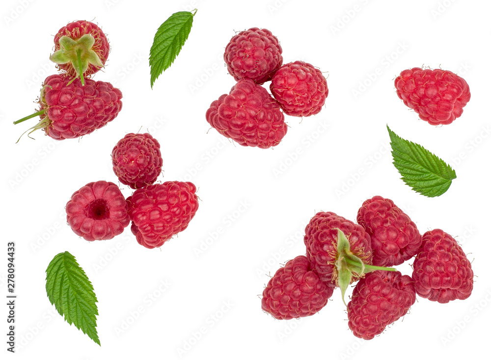 Raspberries isolated on white. Top view Raspberries isolated on white. Top view