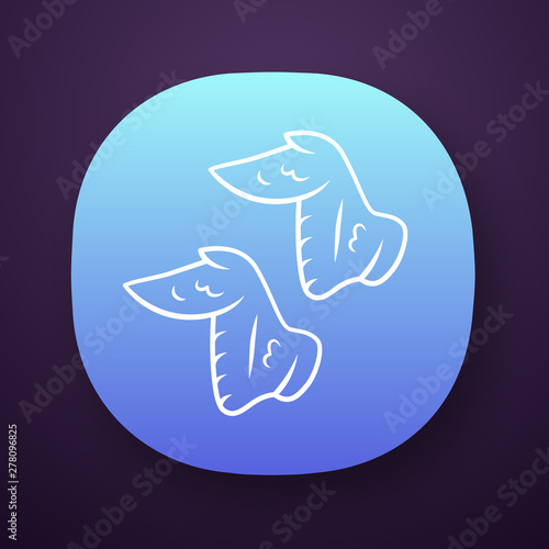 Chicken wings app icon. Butchers meat. Meat production and sale. Protein source. Butchery business. UI/UX user interface. Web or mobile application. Vector isolated illustration