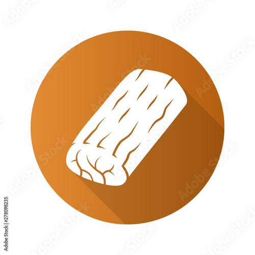 Roast flat design long shadow glyph icon.Butchers meat. Ingredient for lunch. Meat production and sale. Protein source. Butchery business. Vector silhouette illustration