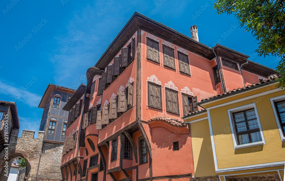 Views along the cobblestoned streets of the charming historical old town of Plovdiv, Bulgaria