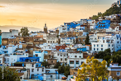 Panoramic view on famous moroccan blue city Chefchaouen, Morocco © marketanovakova