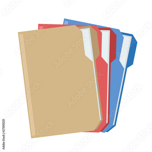 web computer color folders with documents files for design on white, stock vector illustration