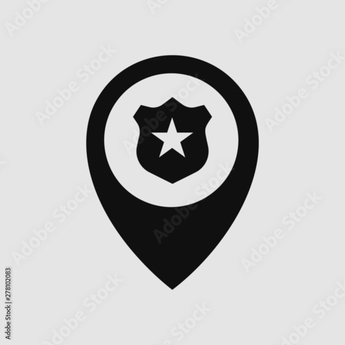 Police badge shield shape in location marker pin icon vector