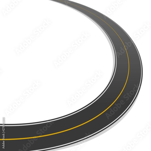 Horizontal asphalt arch road. Top view. Template design for educational web sites, info graphic, brochures, booklets.