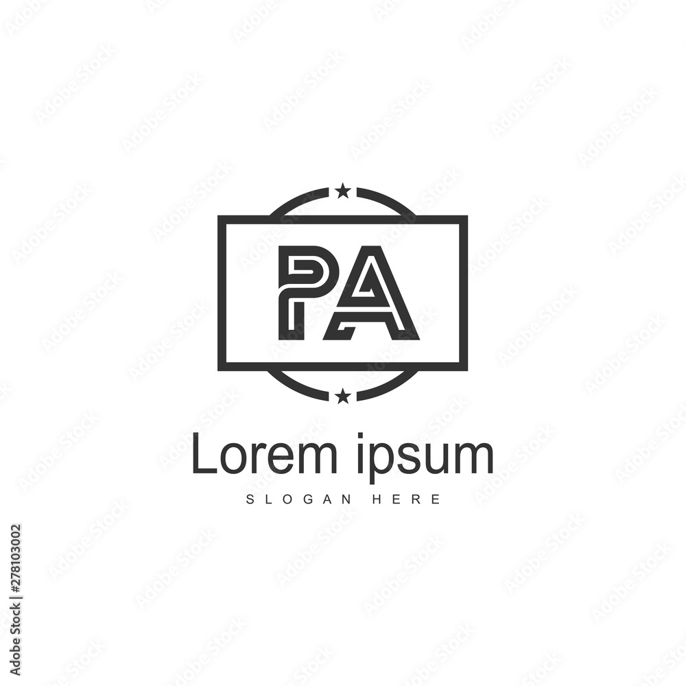 Initial PA logo template with modern frame. Minimalist PA letter logo vector illustration