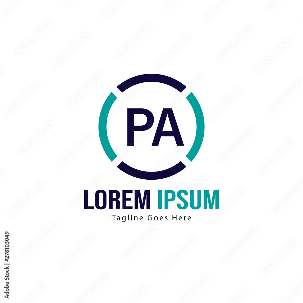 Initial PA logo template with modern frame. Minimalist PA letter logo vector illustration