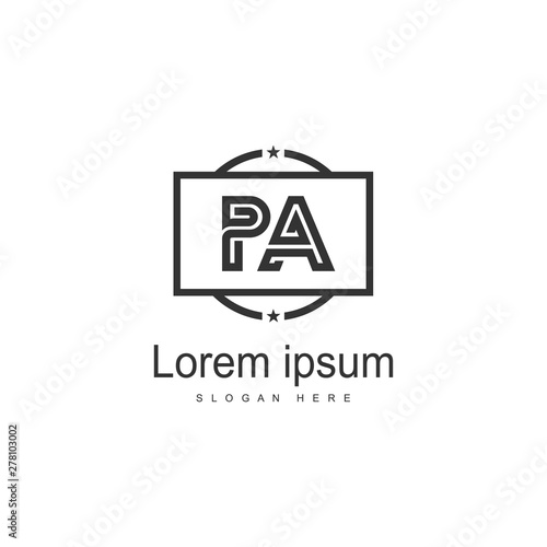 Initial PA logo template with modern frame. Minimalist PA letter logo vector illustration