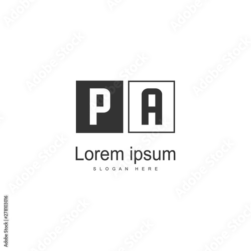 Initial PA logo template with modern frame. Minimalist PA letter logo vector illustration