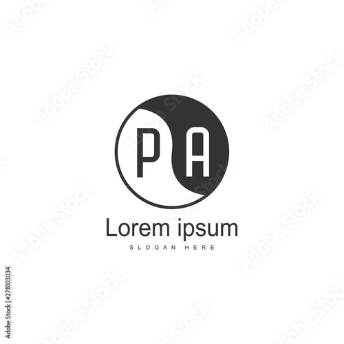 Initial PA logo template with modern frame. Minimalist PA letter logo vector illustration