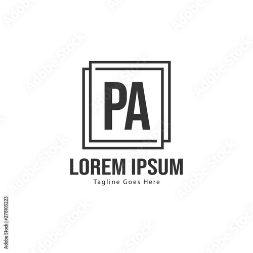 Initial PA logo template with modern frame. Minimalist PA letter logo vector illustration