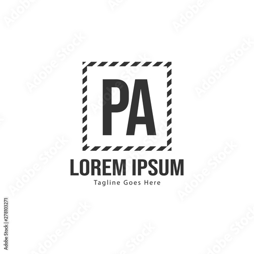 Initial PA logo template with modern frame. Minimalist PA letter logo vector illustration