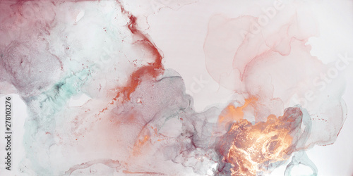 The picture is painted in alcohol ink. Abstraction will perfectly fit into a modern interior. Closeup of the painting. Colorful abstract painting background.