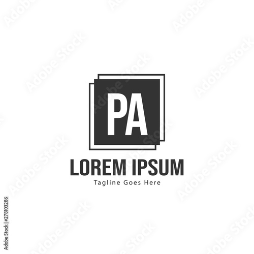 Initial PA logo template with modern frame. Minimalist PA letter logo vector illustration