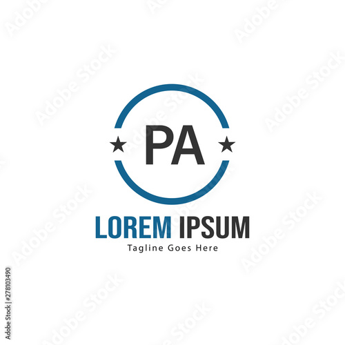 Initial PA logo template with modern frame. Minimalist PA letter logo vector illustration