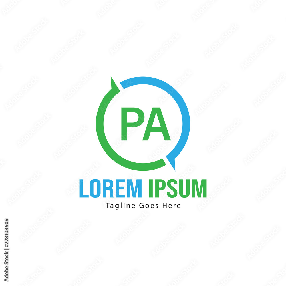 Initial PA logo template with modern frame. Minimalist PA letter logo vector illustration Initial PA logo template with modern frame. Minimalist PA letter logo vector illustration