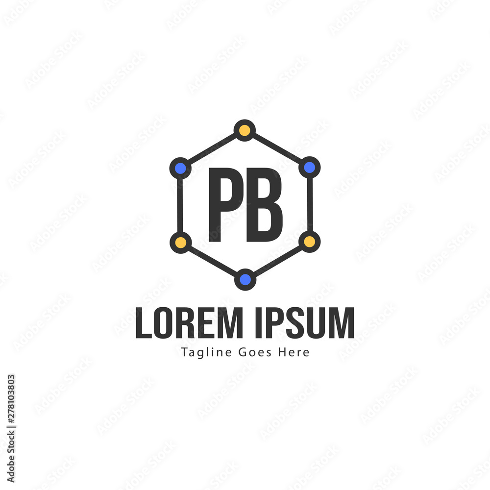 Initial PB logo template with modern frame. Minimalist PB letter logo vector illustration