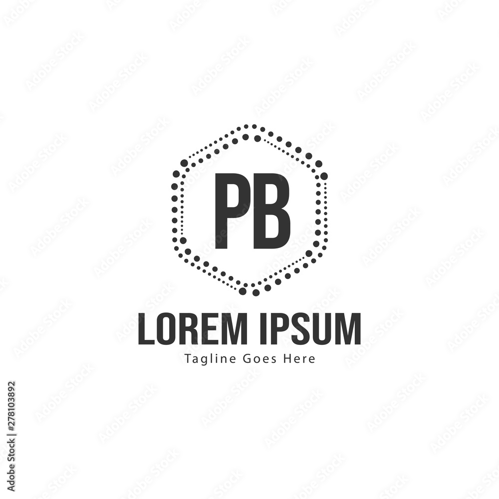 Initial PB logo template with modern frame. Minimalist PB letter logo vector illustration