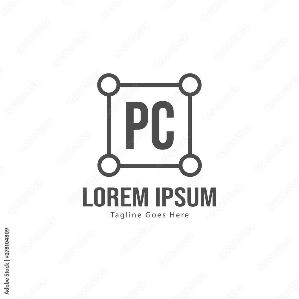 Initial PC logo template with modern frame. Minimalist PC letter logo vector illustration Initial PC logo template with modern frame. Minimalist PC letter logo vector illustration