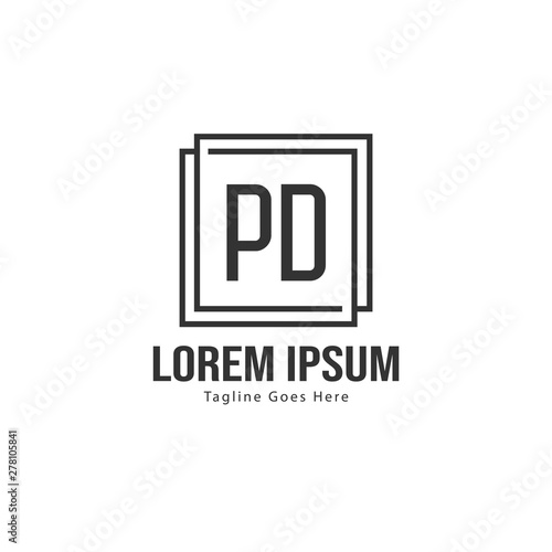 Initial PD logo template with modern frame. Minimalist PD letter logo vector illustration