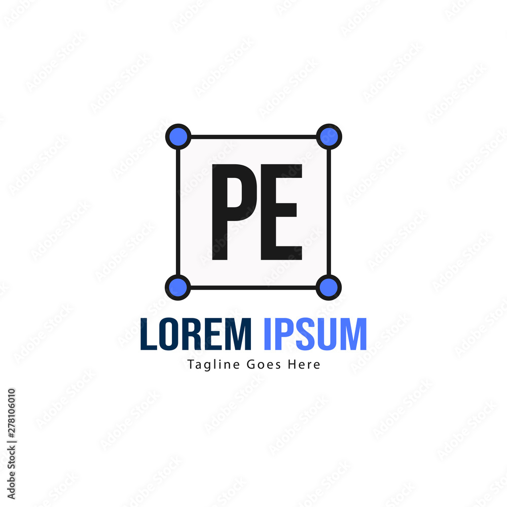Initial PE logo template with modern frame. Minimalist PE letter logo vector illustration Initial PE logo template with modern frame. Minimalist PE letter logo vector illustration
