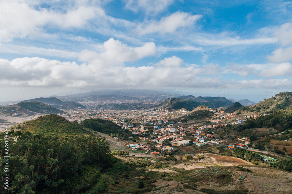 Beautiful view on the village of Las Mercedes in the mountainous park Anaga in Tenerife in the Canaries