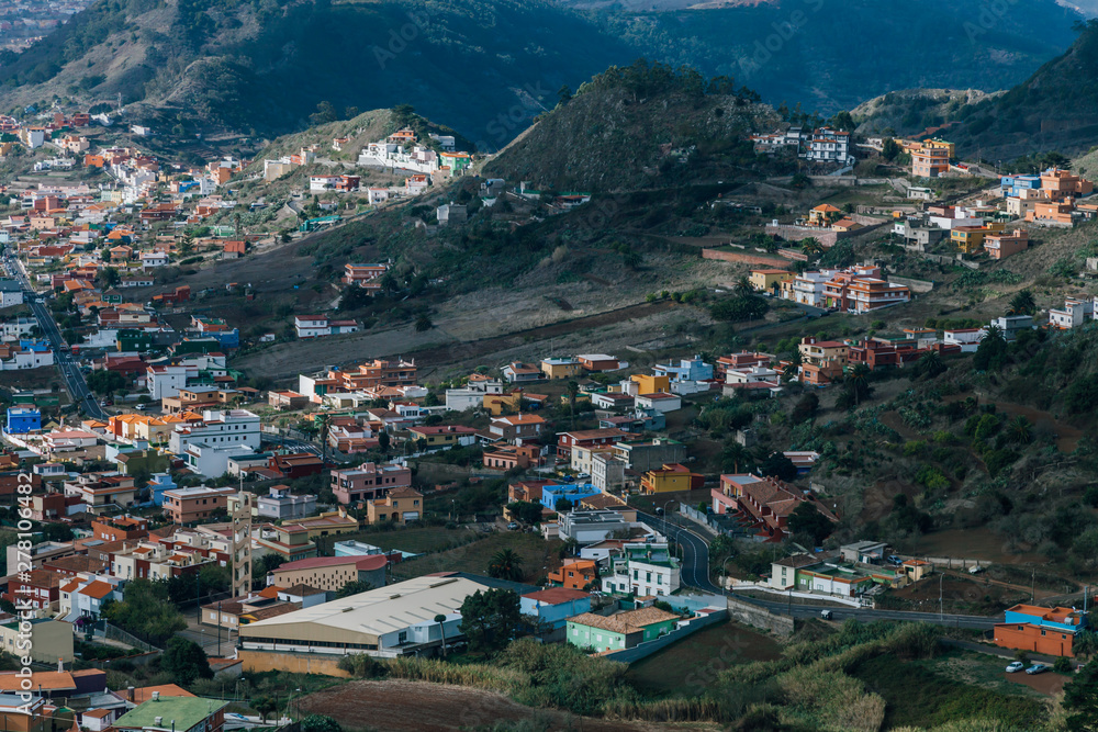 Beautiful view on the village of Las Mercedes in the mountainous park Anaga in Tenerife in the Canaries