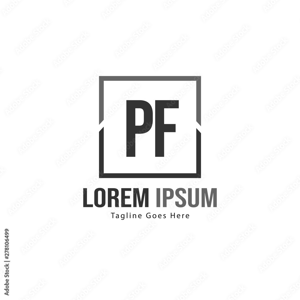 Obraz premium Initial PF logo template with modern frame. Minimalist PF letter logo vector illustration