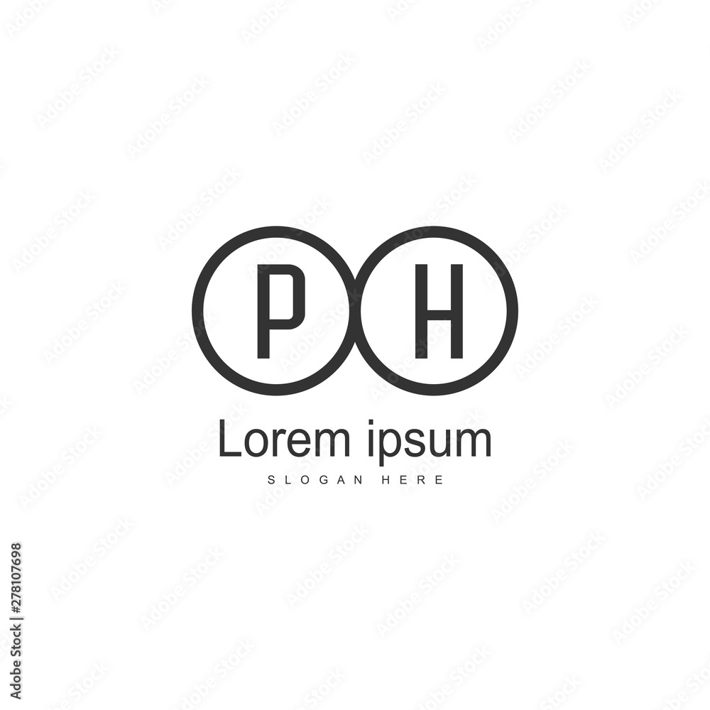 Initial PH logo template with modern frame. Minimalist PH letter logo vector illustration